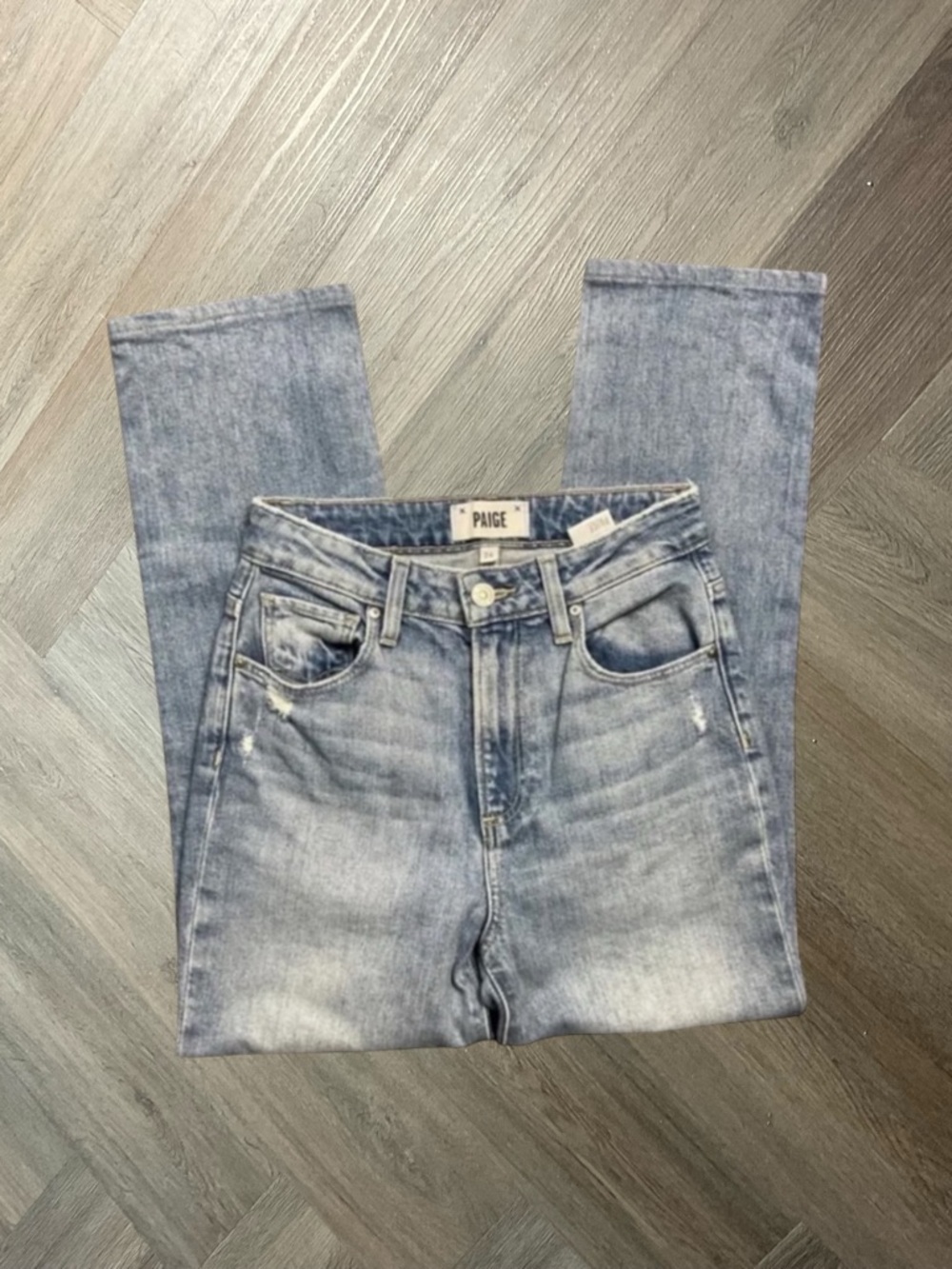 Paige Stella High Rise Distressed Straight‎ Leg Jeans Womens 24 Blue Classy Boho